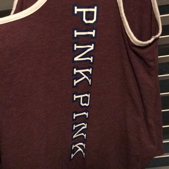 Maroon and White PINK Tank Top - Picture 3 of 4